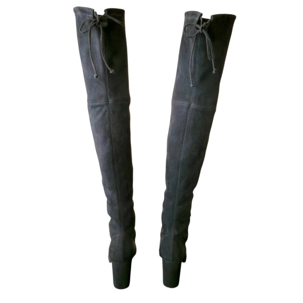 Stuart Weitzman Tieland Slate Gray Suede Over The Knee Boot Size 7 W Thigh High - Picture 6 of 11